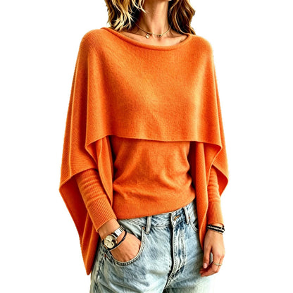 Maglione da donna in maglia effetto scialle a due pezzi – Uno stile chic, a strati e avvolgente