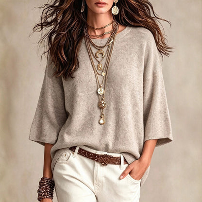 Jersey holgado de mujer - Con mangas anchas y cuello redondo