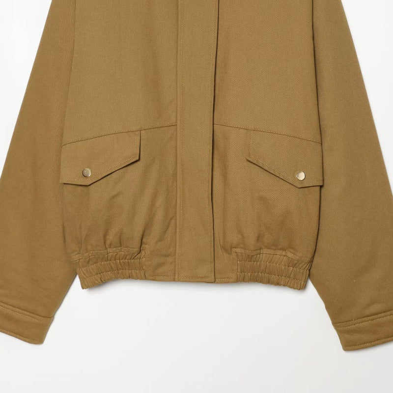 Women's cotton notched-lapel jacket with large pockets - Chic and versatile