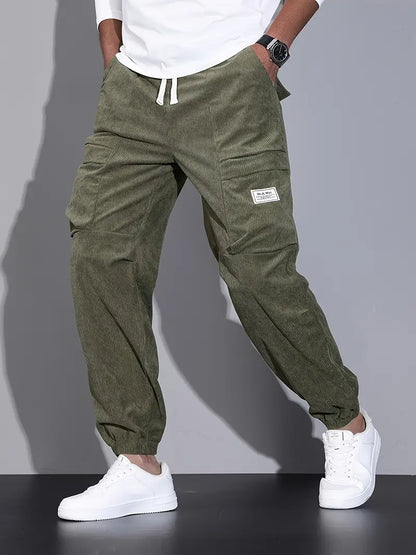 Pantalon Cargo Ajusté pour Homme – Pantalon en Velours Côtelé Confortable
