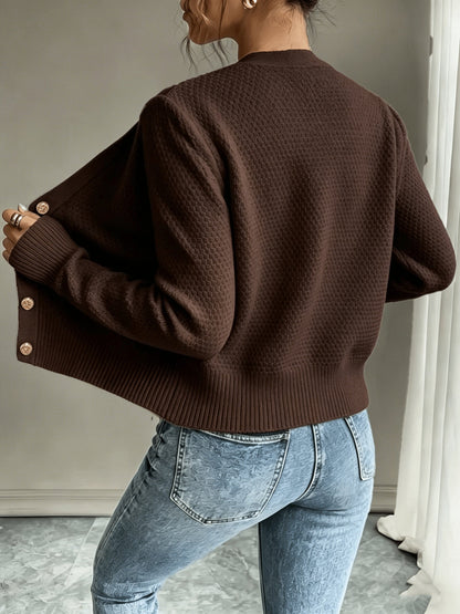 Cárdigan de punto trenzado para mujer con botones - Elegante y suave