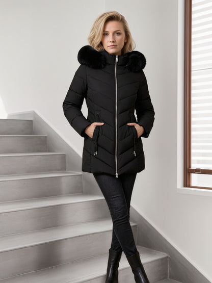 Women's slim-fit hooded puffer jacket - Warm and versatile