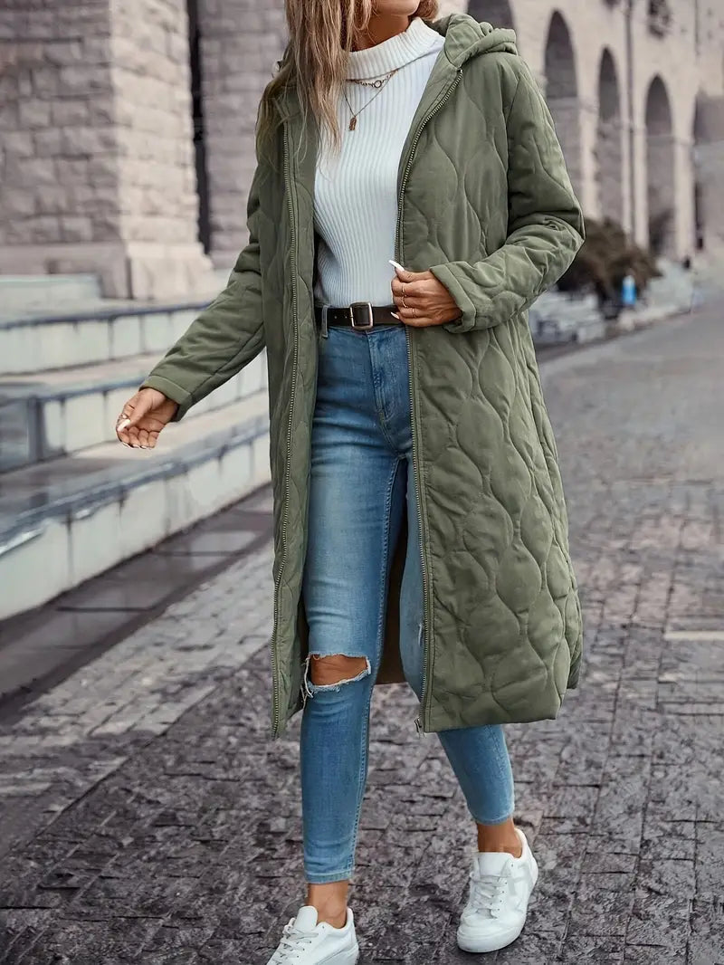 Cappotto trapuntato da donna con cappuccio – Caldo e pratico
