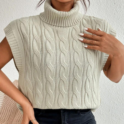 Maglia smanicata da donna con collo alto - Morbida e versatile