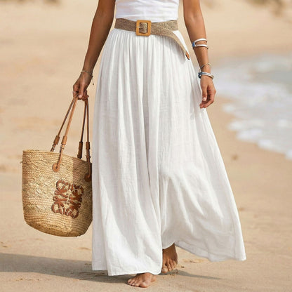 Abito maxi donna svasato con vita morbida stile spiaggia