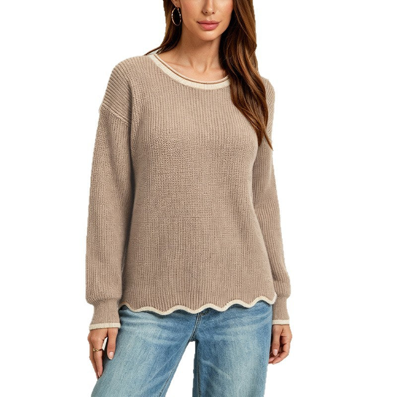 Pullover da donna in maglia ampia con scollo rotondo - Versatile e facile da indossare