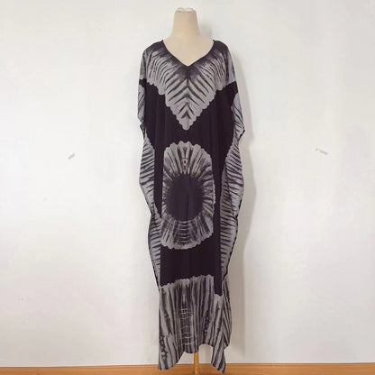Vestido largo estampado para mujer con cuello en V - Ligero y veraniego