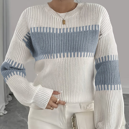Women's color-block striped sweater – Trendy and soft