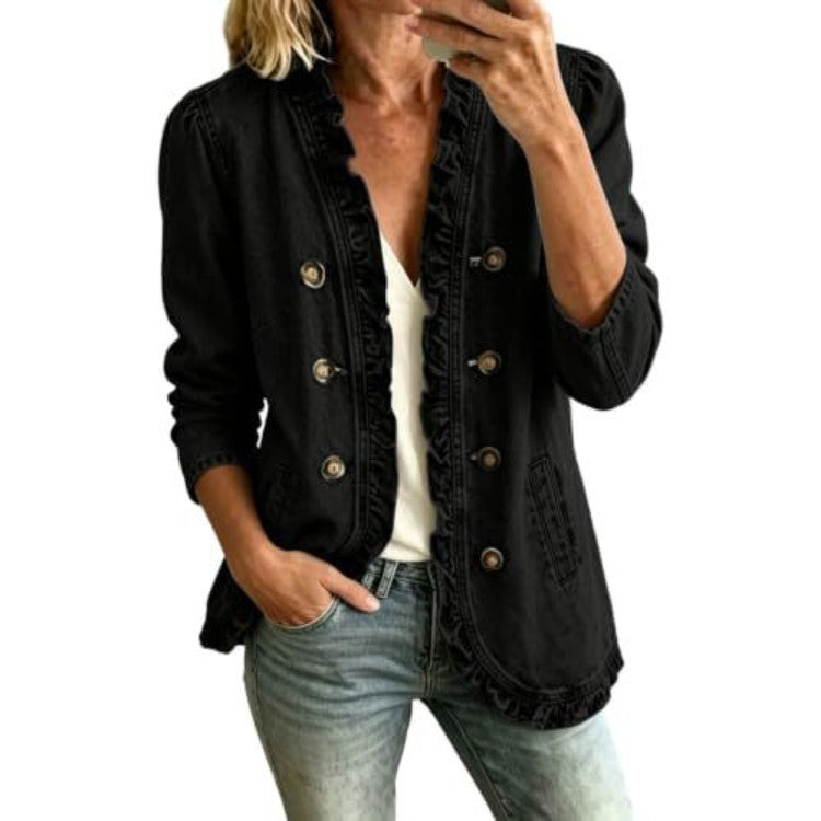 Giacca di jeans da donna con fondo svasato e bottoni - Casual e originale