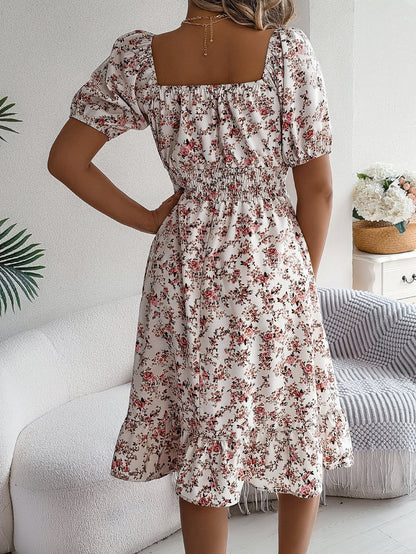 Femme Robe d’Été Mi-Longue à Fleurie Élégante Décontractée – Stylée, Flatteuse