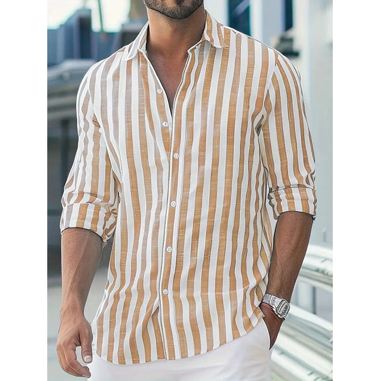 Chemise rayée élégante pour homme – Manche longue style décontracté et moderne