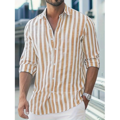 Chemise rayée élégante pour homme – Manche longue style décontracté et moderne