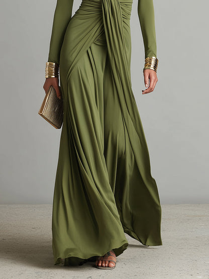 Robe maxi femme a col V profond - Elegante et fluide