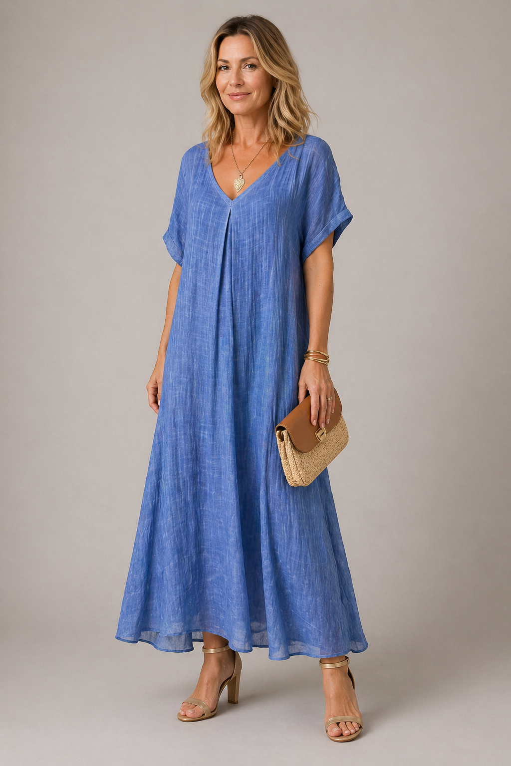 Robe femme decontractee a col V - Fluide et confortable