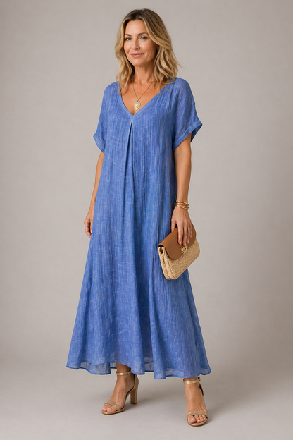 Robe femme decontractee a col V - Fluide et confortable