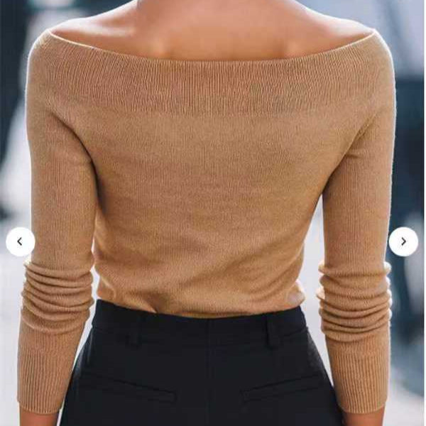Maglione da donna in maglia con spalle scoperte - Morbido e moderno