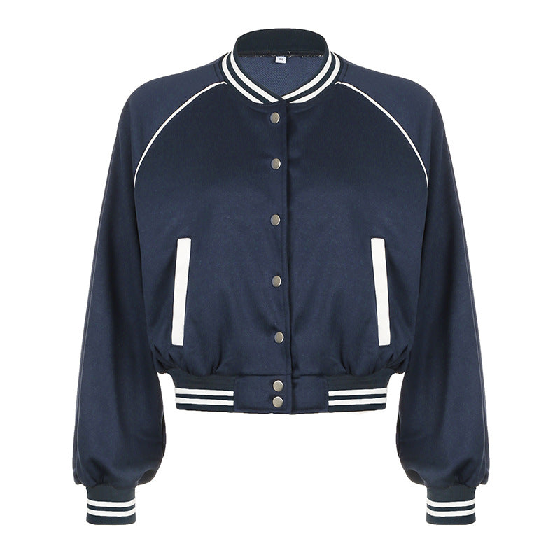 Veste de Baseball Patchwork Contrastée pour Femme | Idéale pour l’Automne et l’Hiver