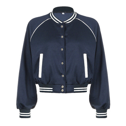 Veste de Baseball Patchwork Contrastée pour Femme | Idéale pour l’Automne et l’Hiver