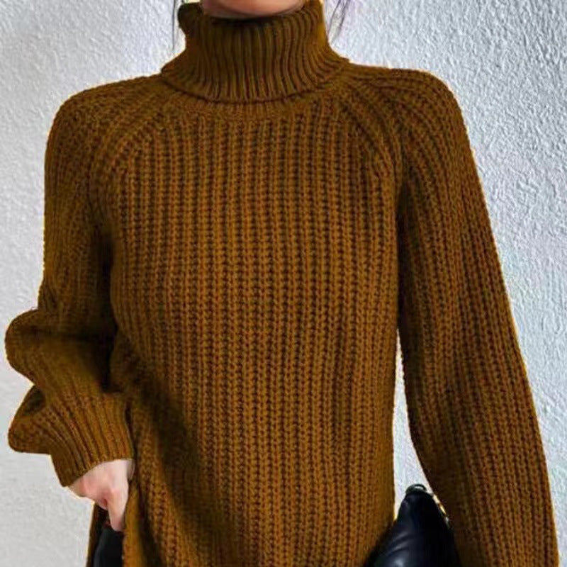 Women's sweater with a split mock neck – Soft and comfortable