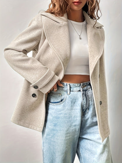Caban beige oversize da donna - Elegante e strutturato