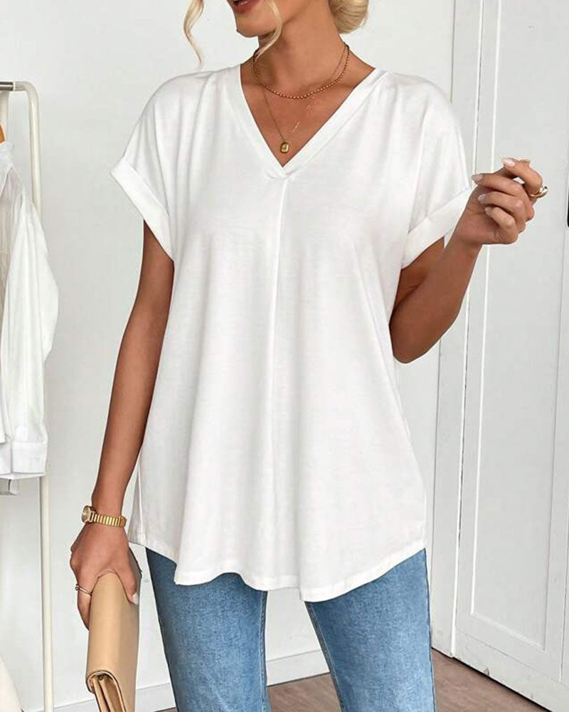 Blouse plissée à manches courtes femme