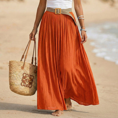 Abito maxi donna svasato con vita morbida stile spiaggia