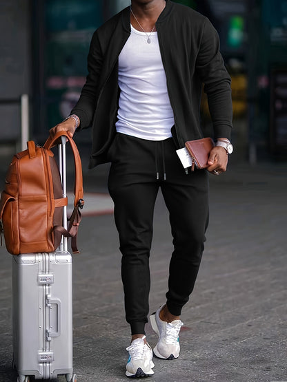 Survêtement athlétique élégant pour homme – Veste zippée avec pantalon de jogging ajustable