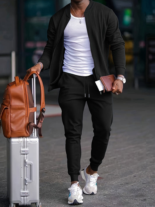 Survêtement athlétique élégant pour homme – Veste zippée avec pantalon de jogging ajustable