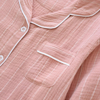 Chemise de Nuit en Coton Rayures Pastel