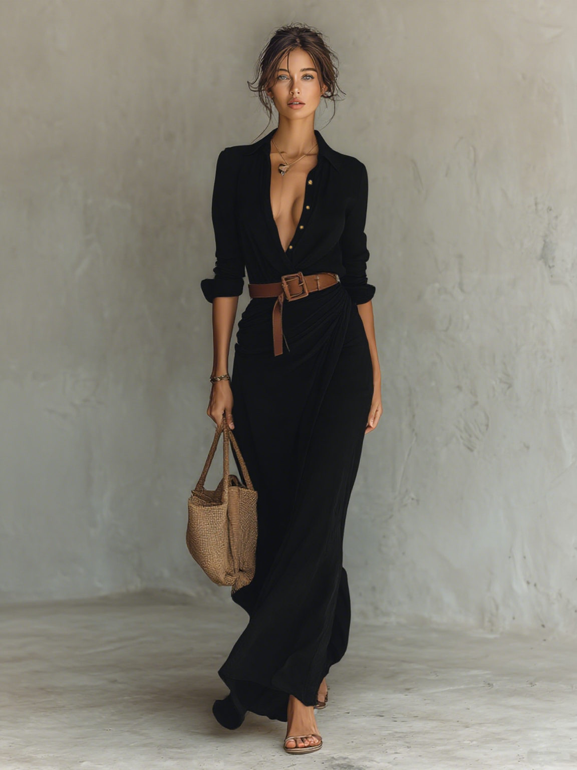 Robe chemise longue femme – Coupe fluide élégante pour l’été