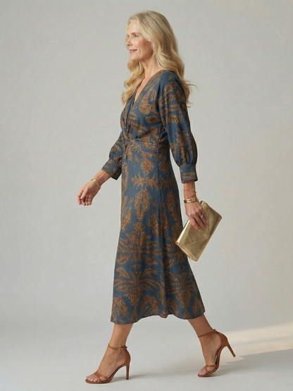 Natural Wrap Midi Dress for Women - Soft and Flattering