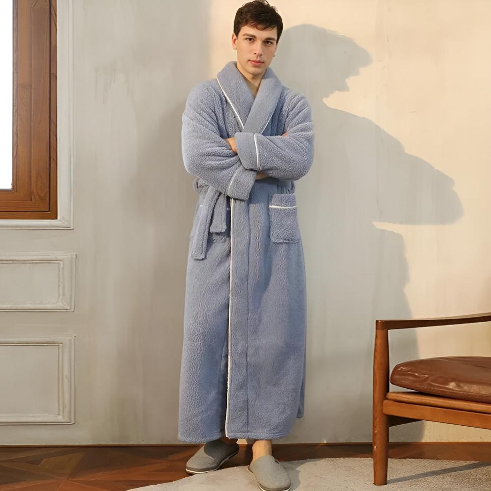 Peignoir de Confort Sherpa Unisexe – Robe de Chambre Douce en Molleton Chaud avec Ceinture et Poches, Vêtement d’Hiver Douillet pour Hommes et Femmes