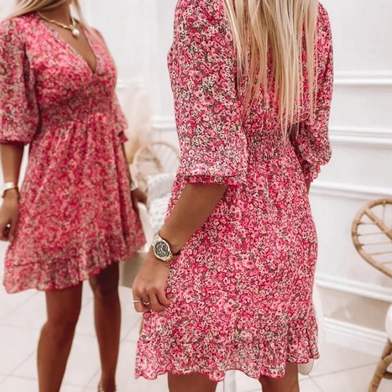 Robe fleurie élégante pour femme – Style chic et décontracté pour les fêtes d'été
