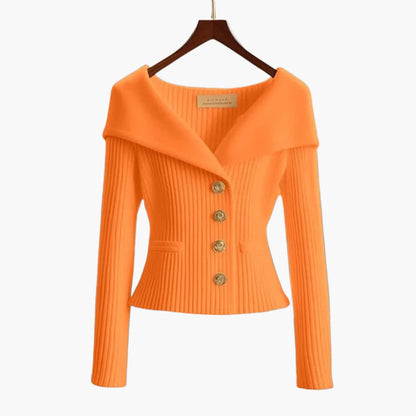 Gilet Côtelé Court Élégant pour Femme – Tricot Boutonné Confortable