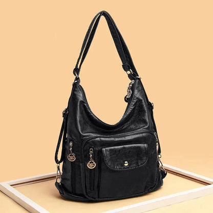 Sac à Épaule Spacieux en Cuir Souple pour Femme – Sac à Main Multi-Poches