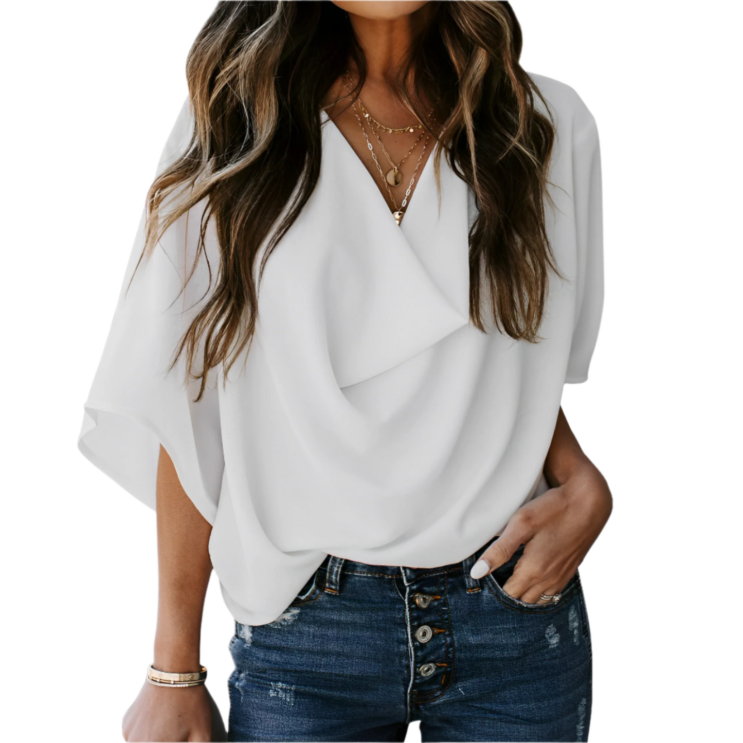 Blouse femme ample col en V - Legere et fluide