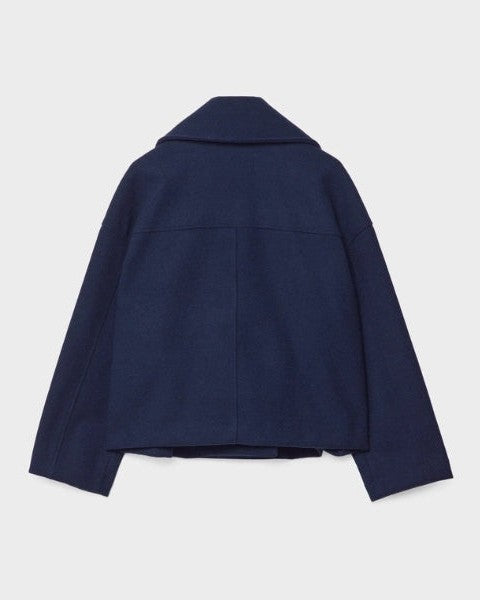 Manteau court femme croise en laine - Minimaliste et elegant