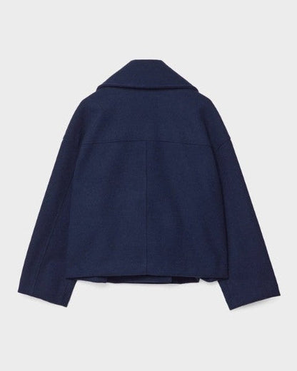 Manteau court femme croise en laine - Minimaliste et elegant