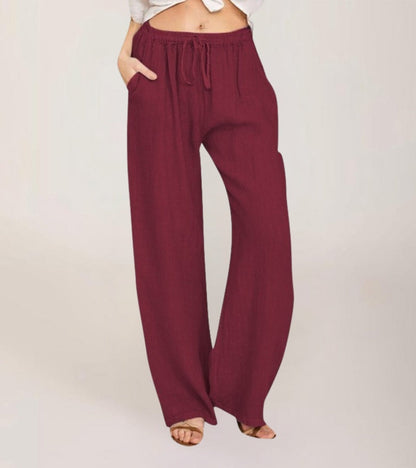 Pantalon Large Décontracté en Coton Femme – Pantalon d’Été Léger Taille Haute