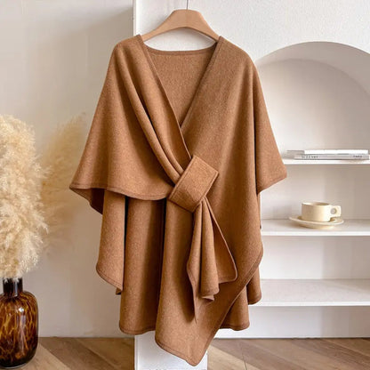 Manteau Cape Femme Élégant Poncho Hiver Coupe-Vent – Veste Chaude Surdimensionnée à Manches Longues Style Châle Doux et Chic pour Temps Froid