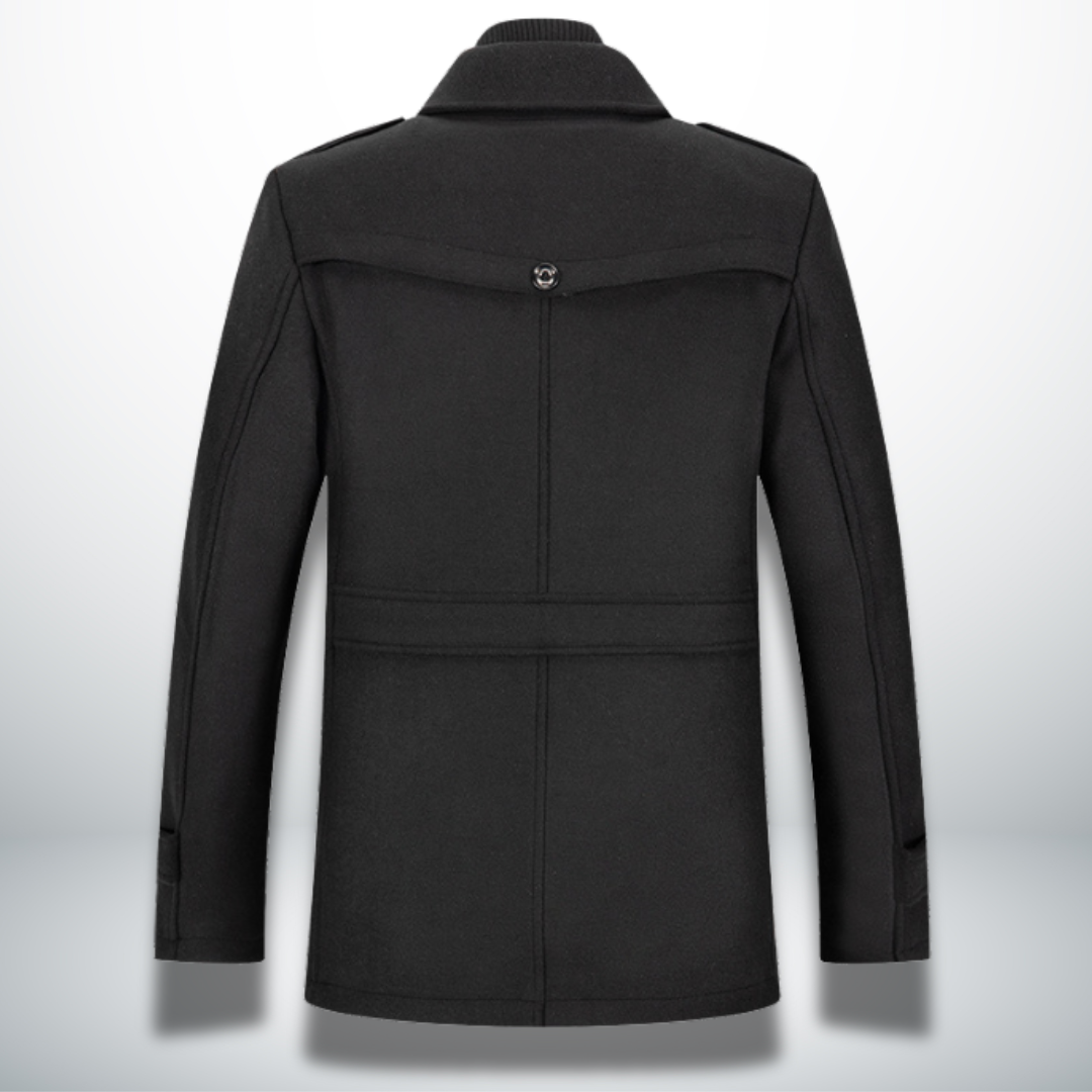 Manteau Peacoat en Laine Mélangée pour Homme – Veste à Double Col avec Fermeture Zippée Intégrale