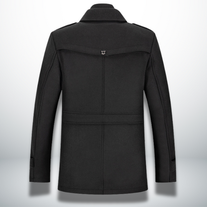 Manteau Peacoat en Laine Mélangée pour Homme – Veste à Double Col avec Fermeture Zippée Intégrale