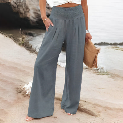 Pantaloni donna larghi e fluidi con vita comoda