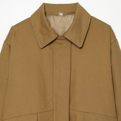 Women's cotton notched-lapel jacket with large pockets - Chic and versatile