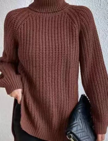 Women's sweater with a split mock neck – Soft and comfortable