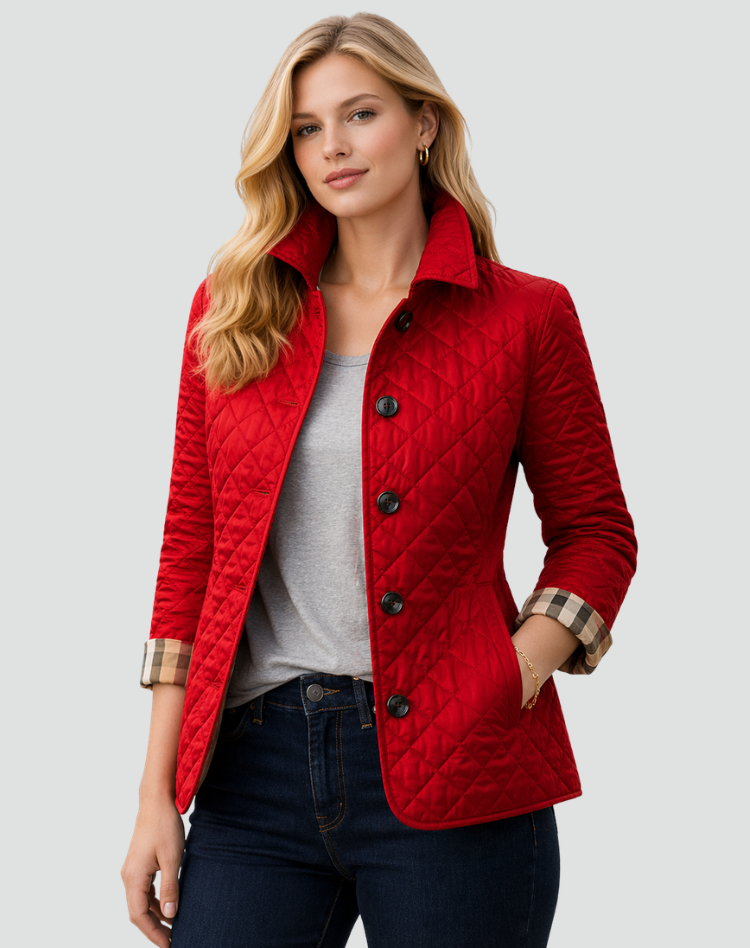 Veste femme matelassee a col et boutons - Elegante et pratique