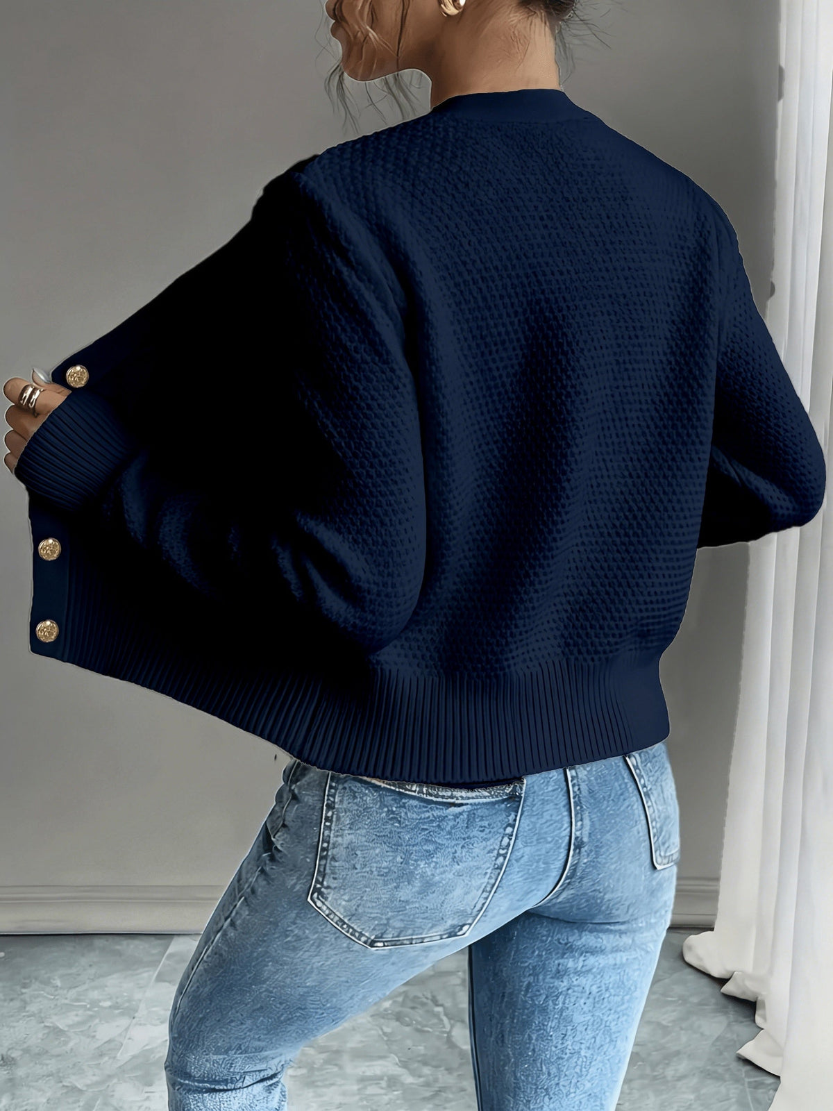 Cárdigan de punto trenzado para mujer con botones - Elegante y suave