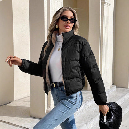 Manteau femme reversible a capuche - Chaud et pratique