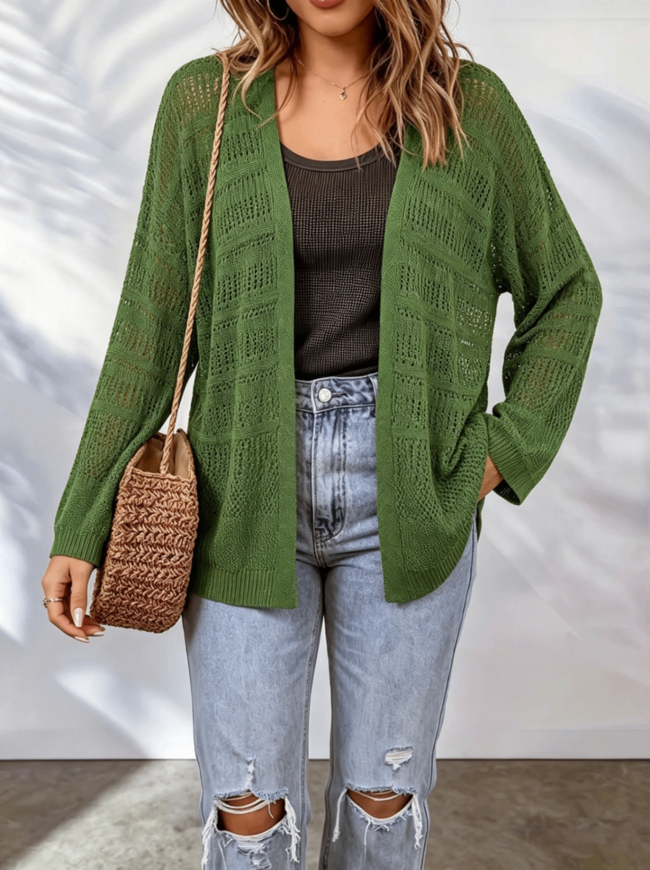 Cardigan femme ajoure en maille legere