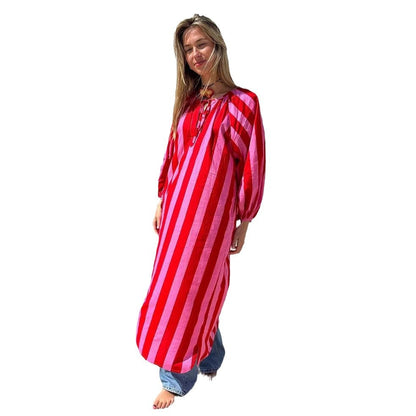 Abito lungo donna ampio a righe stampate - Casual ed elegante